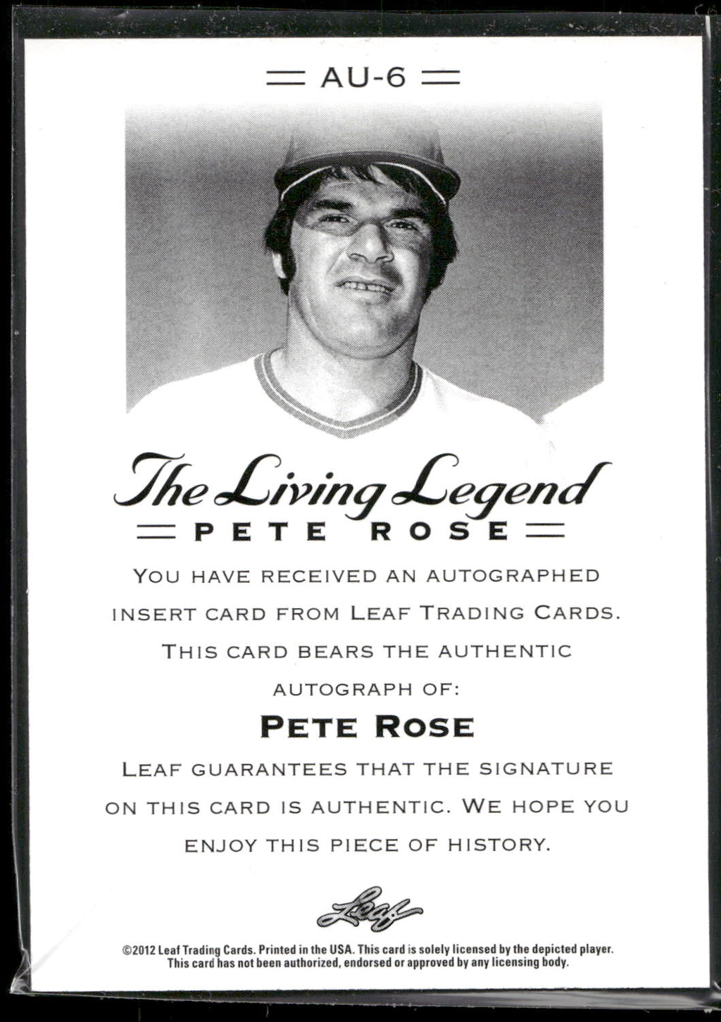 2012 Leaf Pete Rose The Living Legend #AU-6 Pete Rose Autographs