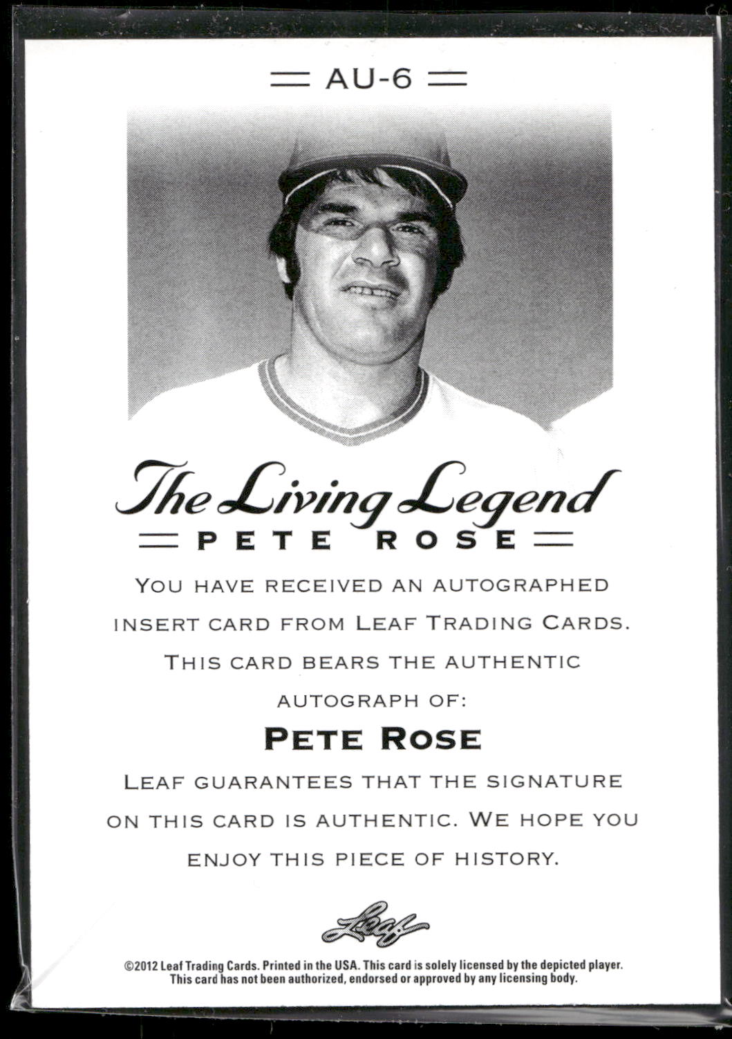 2012 Leaf Pete Rose The Living Legend #AU-6 Pete Rose Autographs