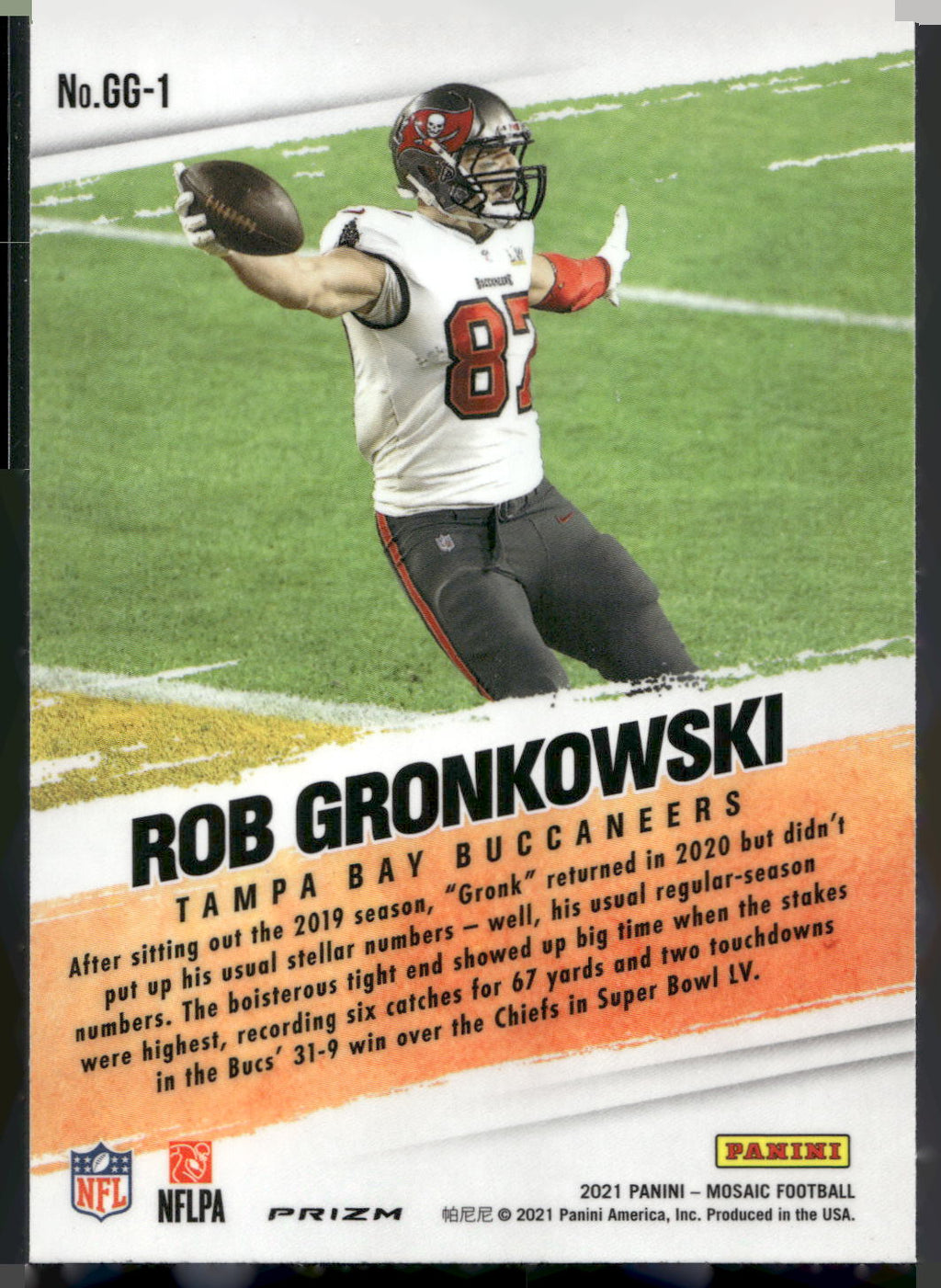 2021 Panini Mosaic #GG-1 Rob Gronkowski Got Game? Mosaic Green