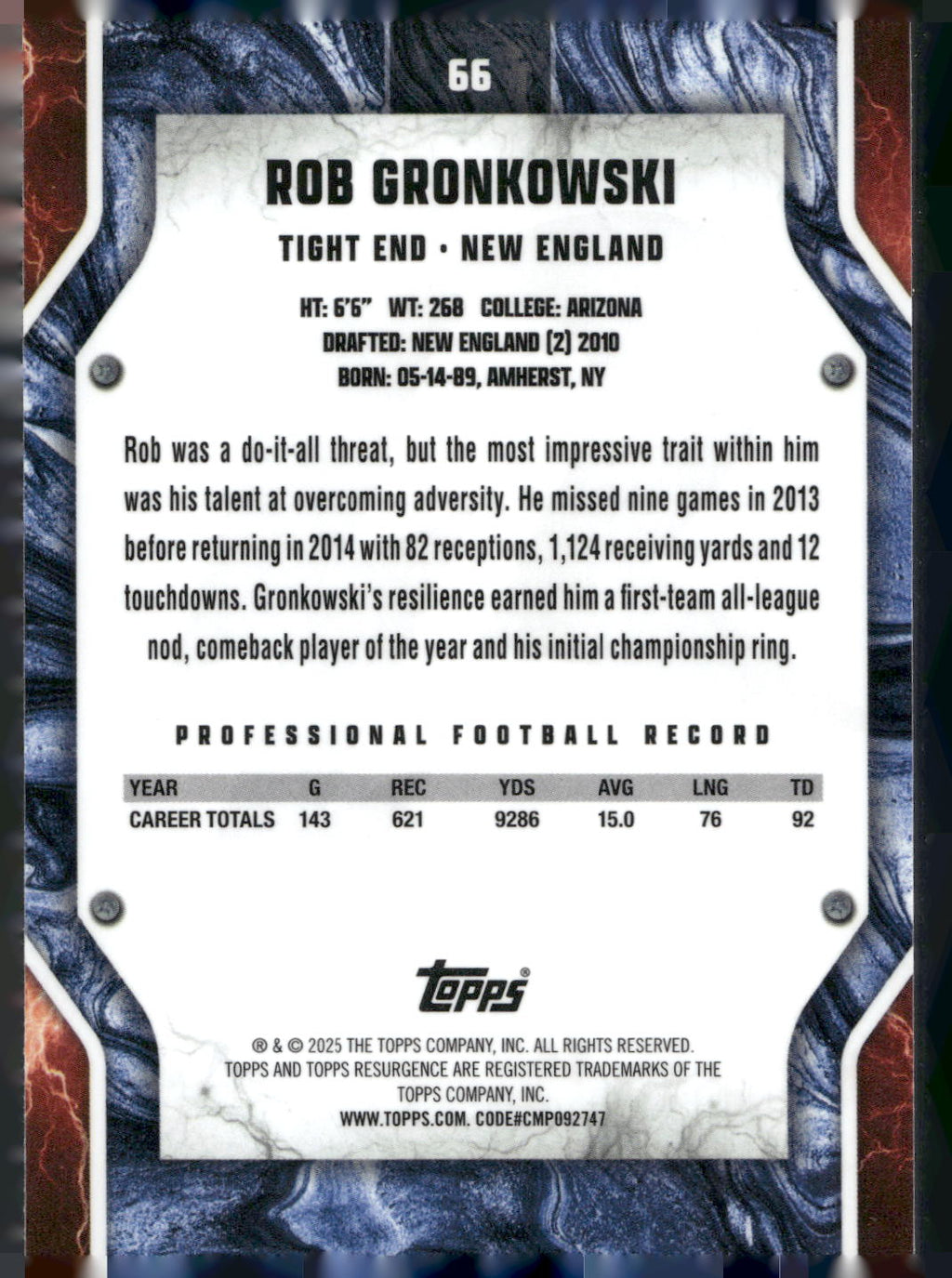 2024 Topps Resurgence #66 Rob Gronkowski