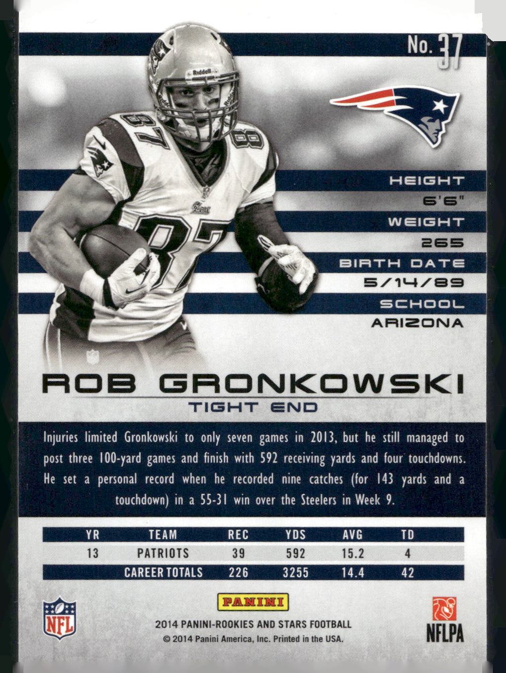 2014 Panini Rookies & Stars #37 Rob Gronkowski