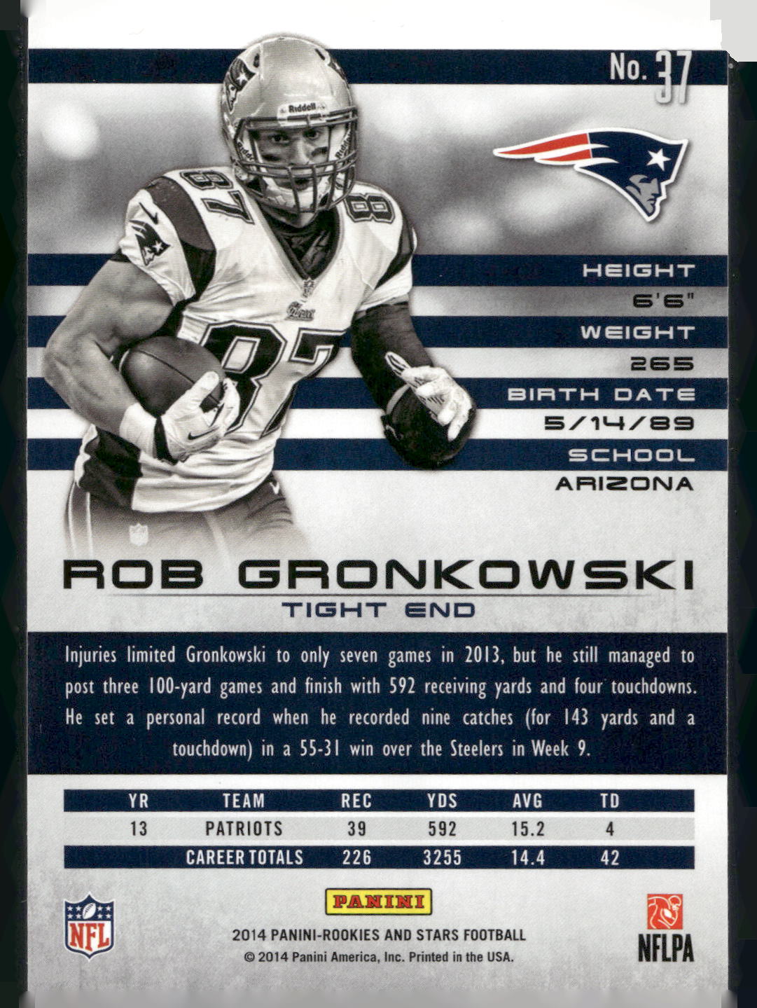 2014 Panini Rookies & Stars #37 Rob Gronkowski