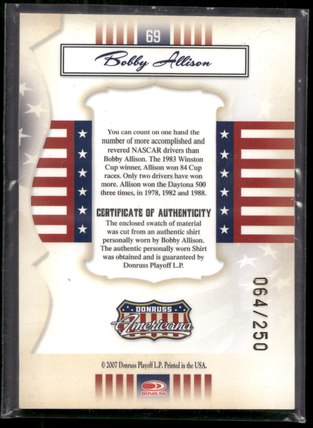 2007 Donruss Americana Materials #69 Bobby Allison