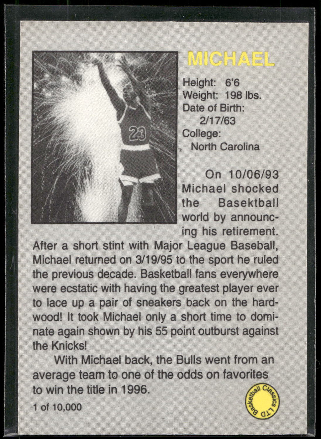 1995 Basketball Classics #NNO Michael Jordan