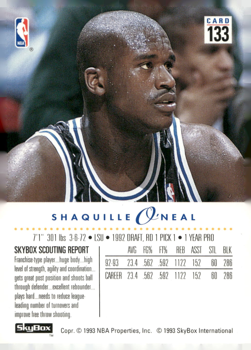 1993-94 SkyBox Premium #133 Shaquille O'Neal