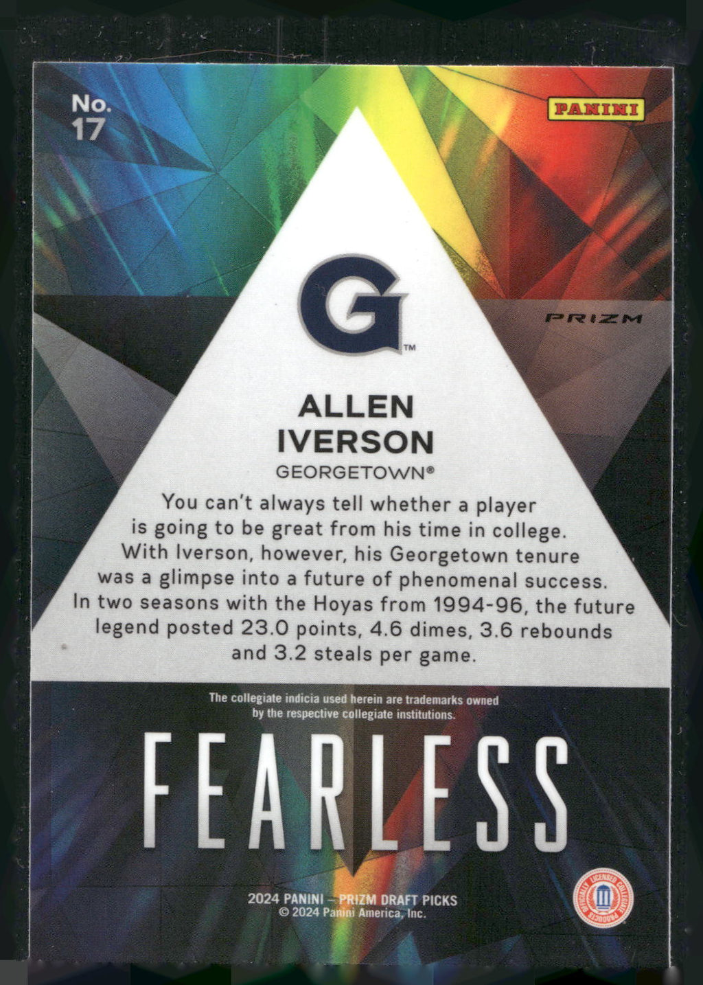 2024 Panini Prizm Draft Picks #17 Allen Iverson Fearless