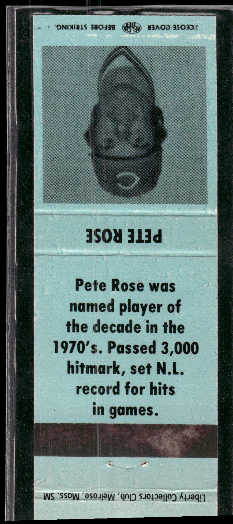 1980 Liberty Collectors Club "Superstar" Matchbook #8 Pete Rose