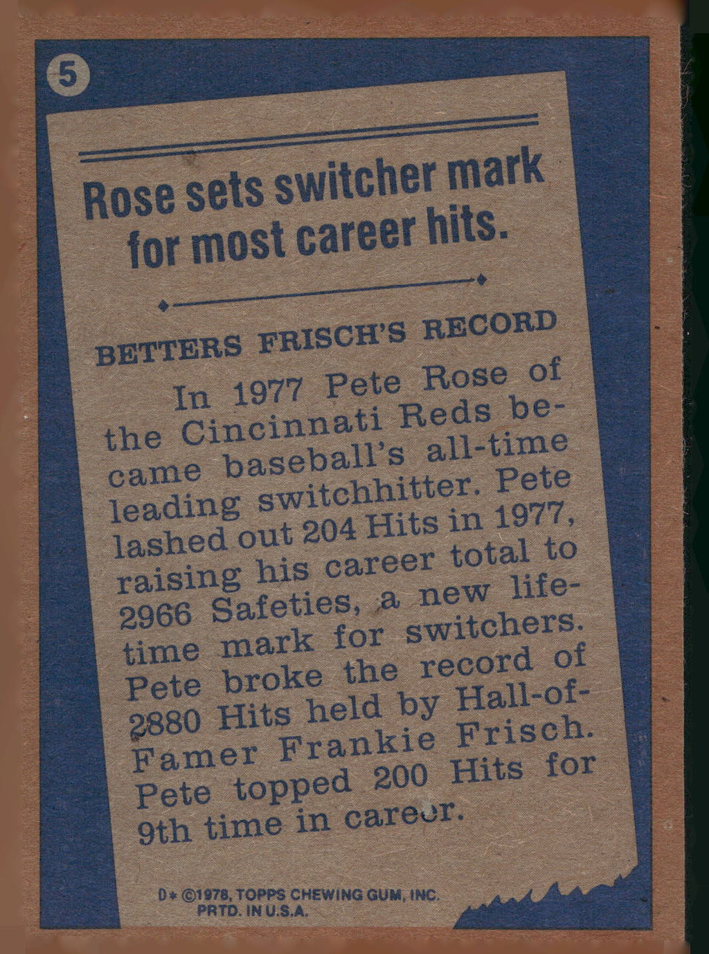 1978 Topps #5 Pete Rose