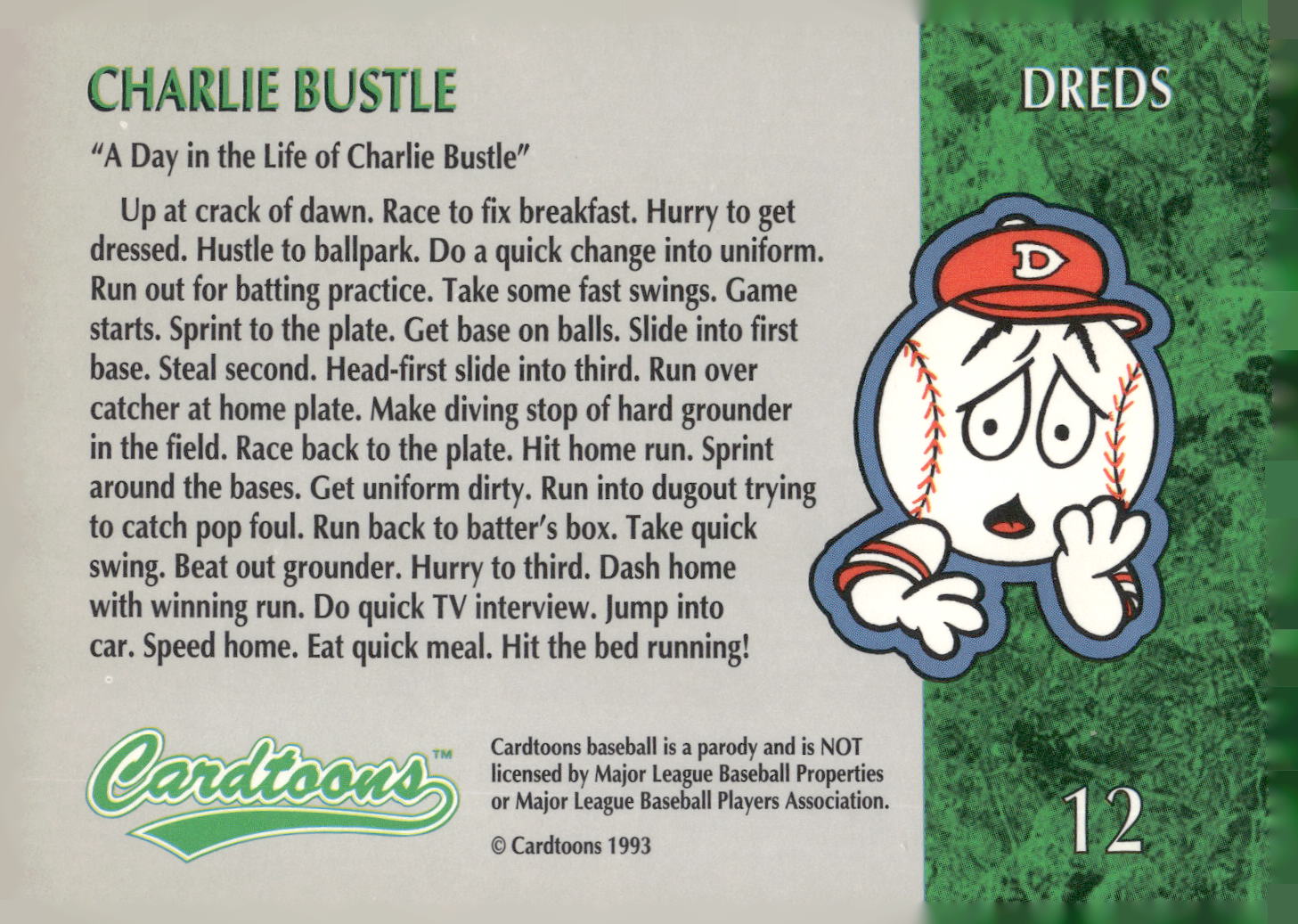 1995 Cardtoons #12 Charlie Bustle