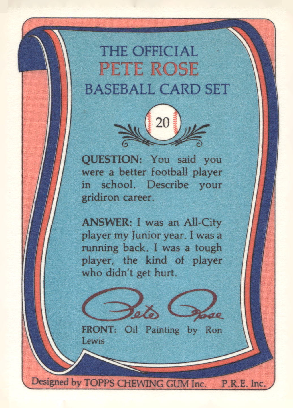 1985 Renata Galasso Pete Rose #20 Pete Rose