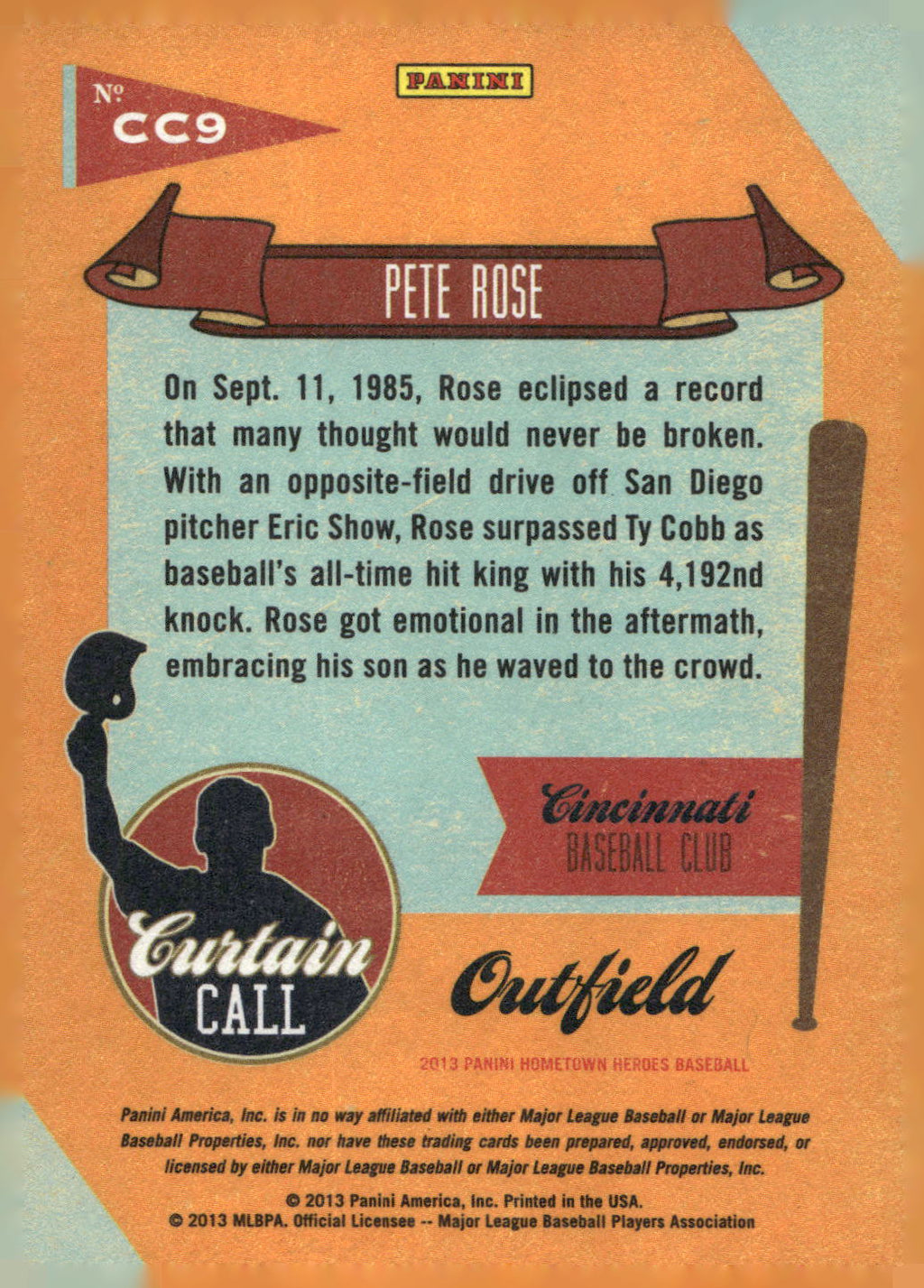 2013 Panini Hometown Heroes #CC9 Pete Rose Curtain Call