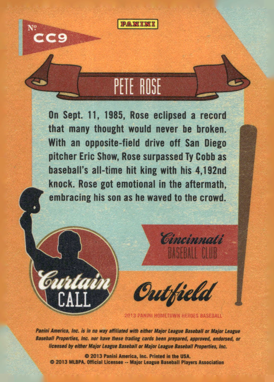 2013 Panini Hometown Heroes #CC9 Pete Rose Curtain Call