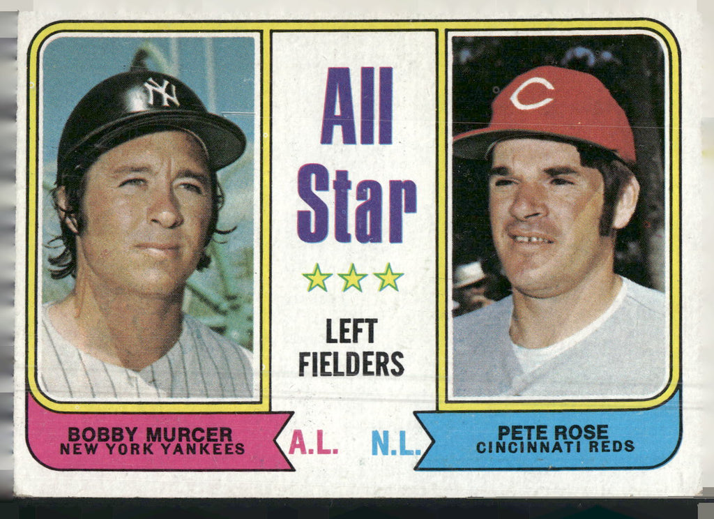 1974 Topps #336 All-Star Left Fielders (Bobby Murcer / Pete Rose)