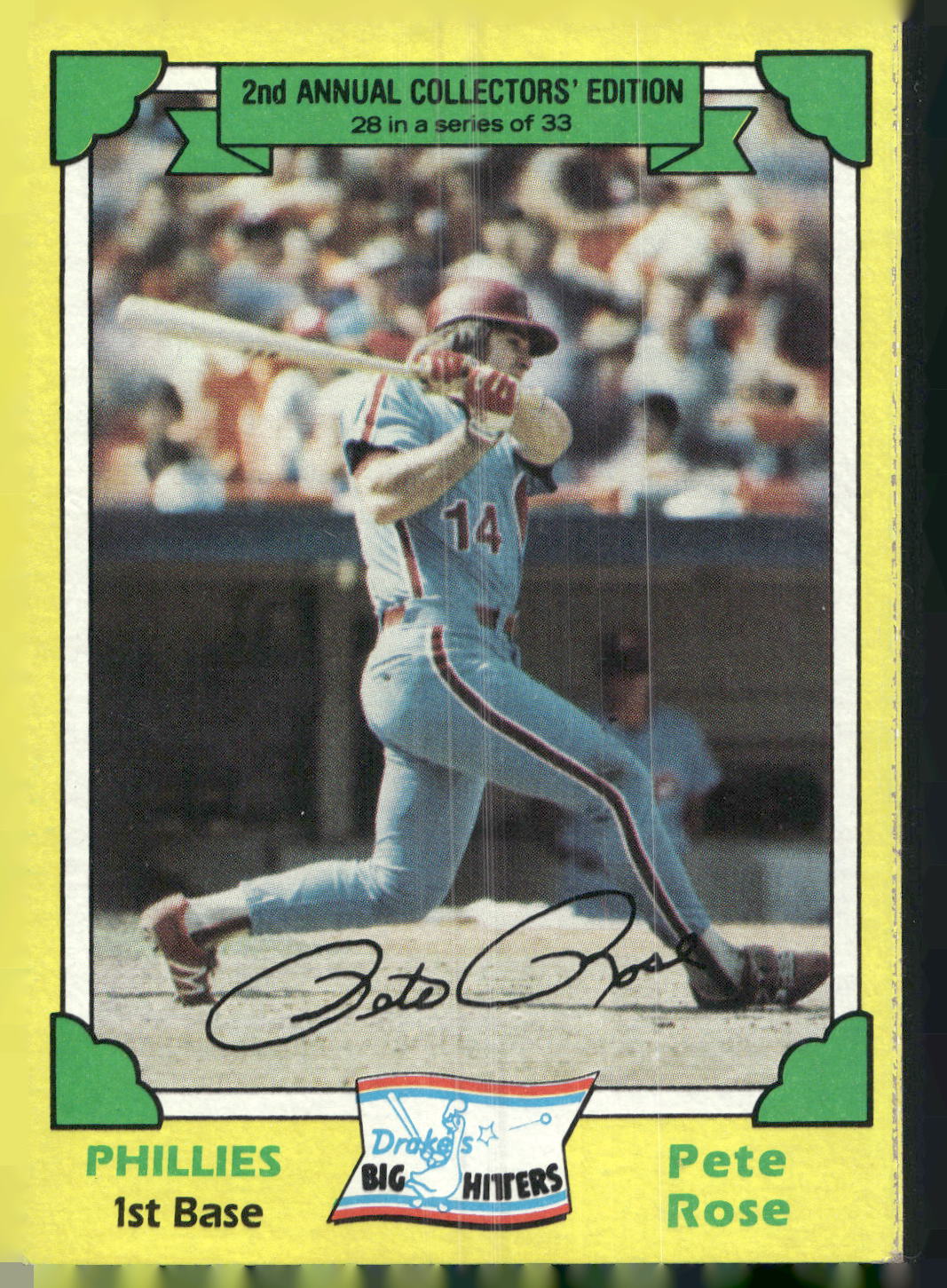 1982 Topps Drake's Big Hitters #28 Pete Rose