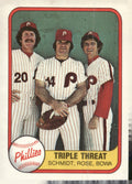 1981 Fleer #645b Triple Threat (Mike Schmidt / Pete Rose / Larry Bowa)