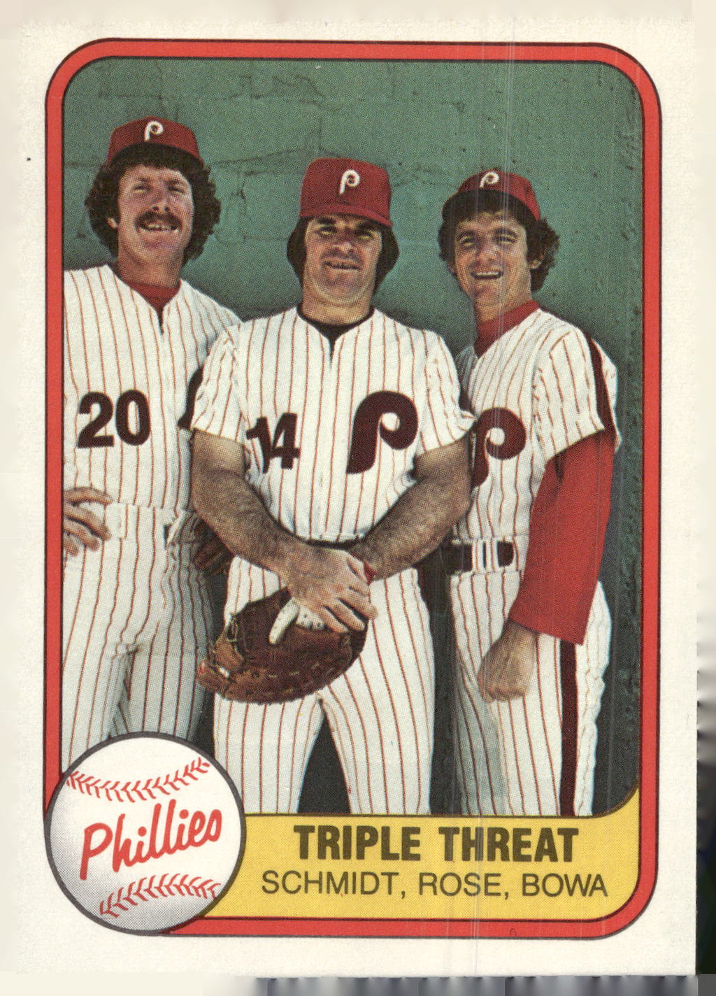 1981 Fleer #645b Triple Threat (Mike Schmidt / Pete Rose / Larry Bowa)