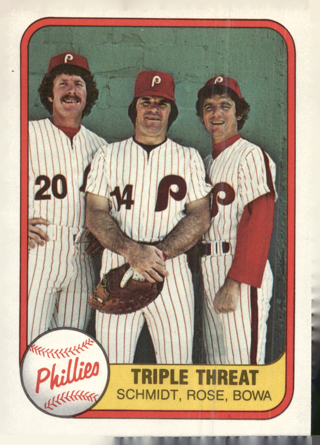 1981 Fleer #645b Triple Threat (Mike Schmidt / Pete Rose / Larry Bowa)