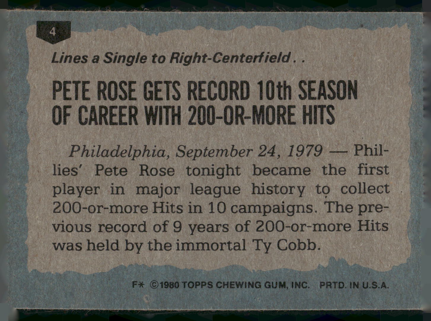 1980 Topps #4 Pete Rose