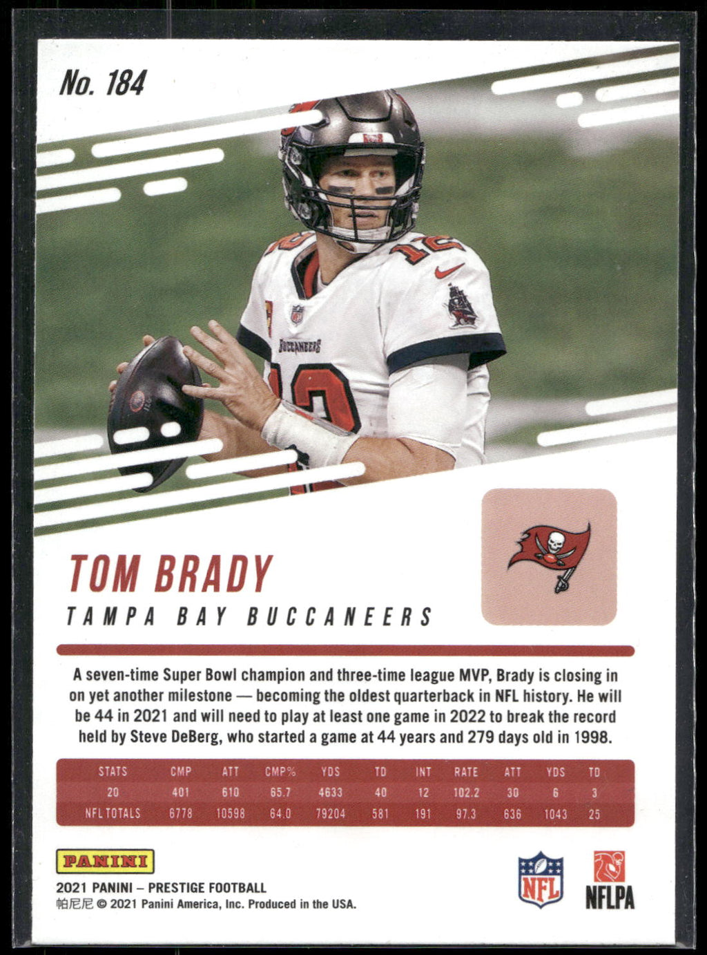 2021 Panini Prestige #184 Tom Brady