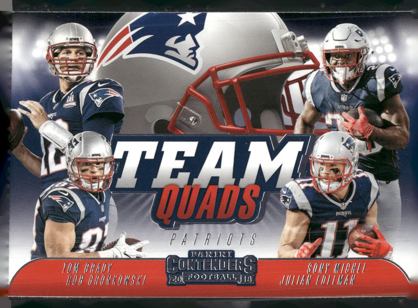 2018 Panini Contenders #TQ-1 Tom Brady Edelman Gronkowski Michel Team Quads