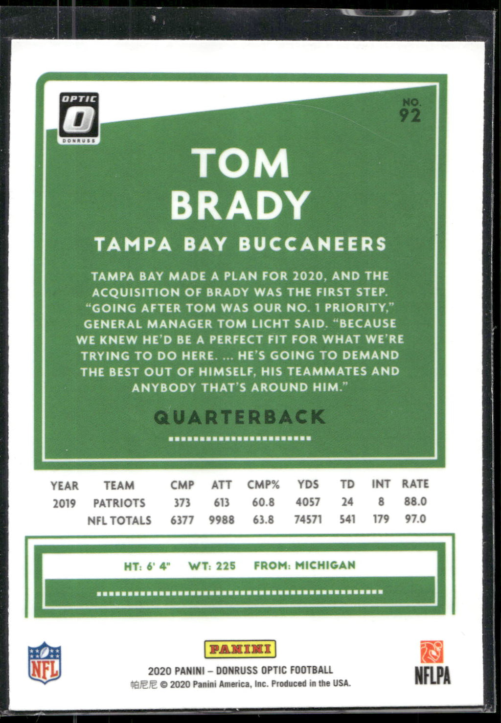 2020 Donruss Optic #92 Tom Brady