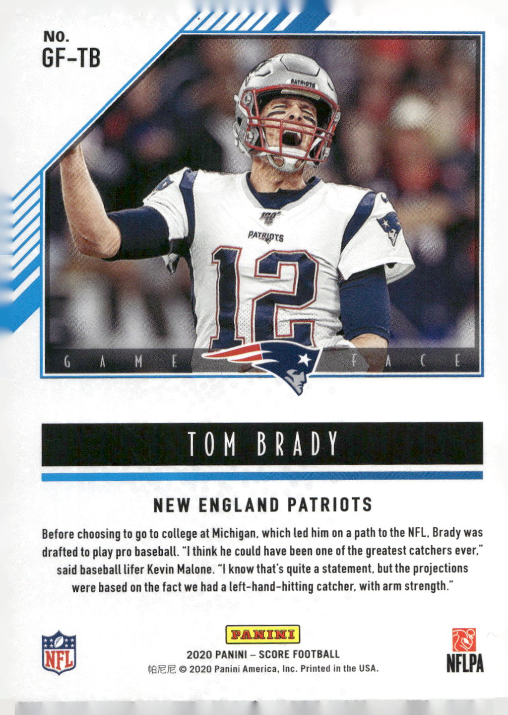 2020 Score #GF-TB Tom Brady Game Face