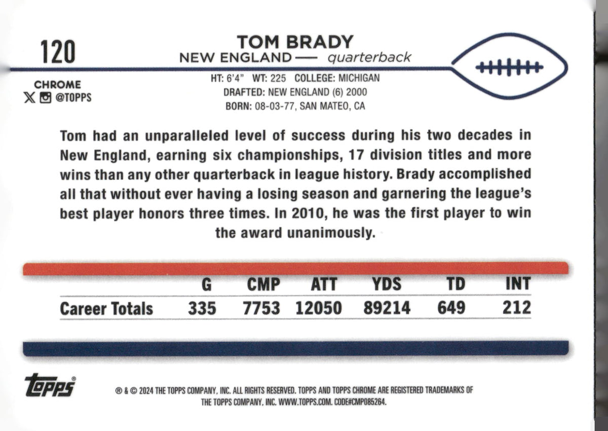 2024 Topps Chrome #120 Tom Brady