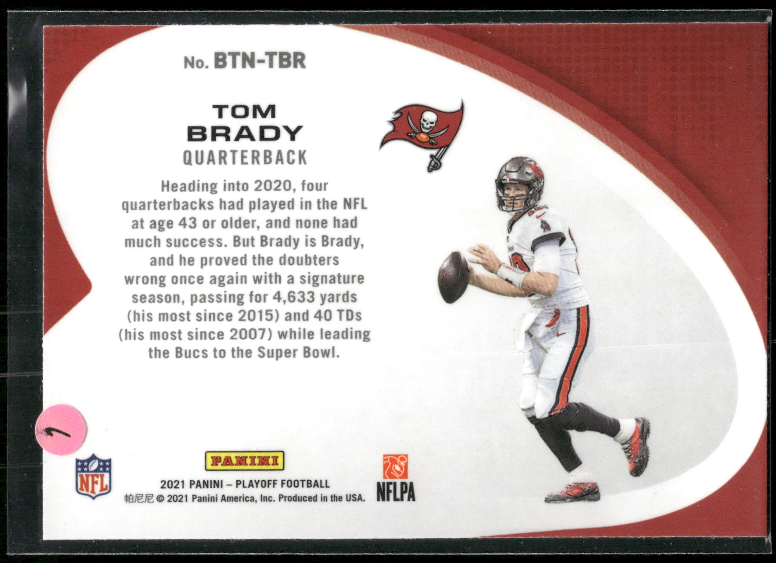 2021 Panini Playoff #BTN-TBR Tom Brady Behind the Numbers