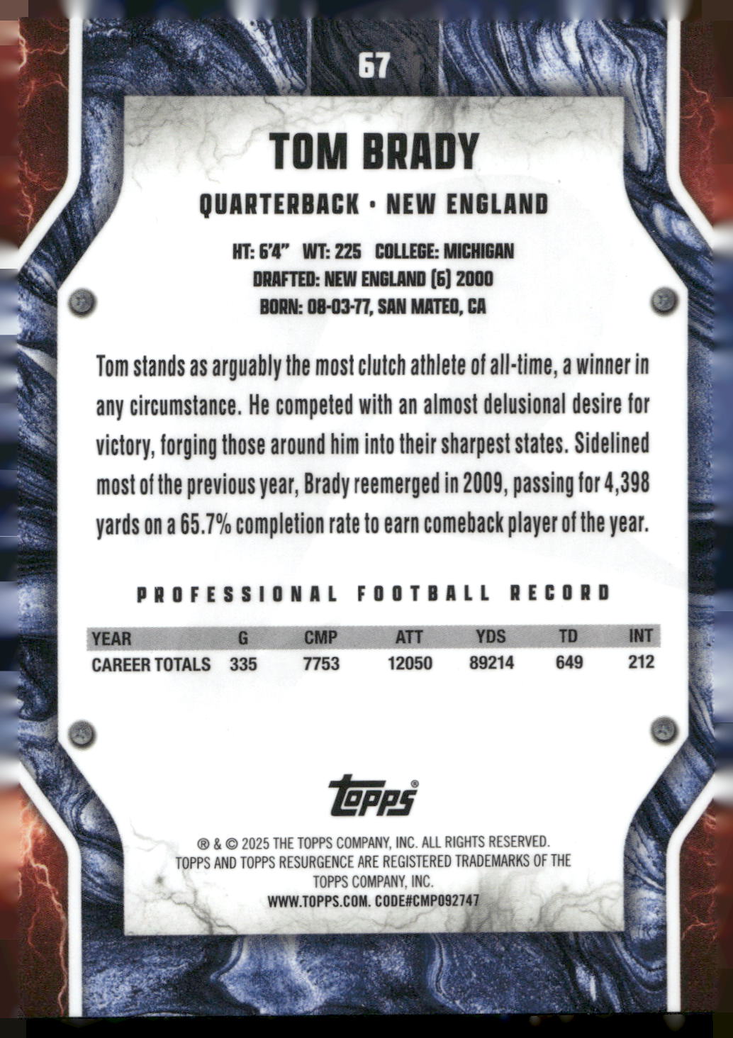 2024 Topps Resurgence #67 Tom Brady