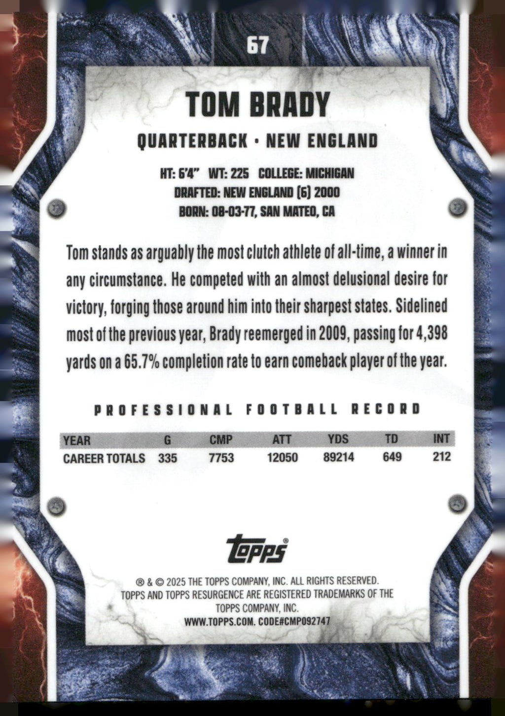 2024 Topps Resurgence #67 Tom Brady