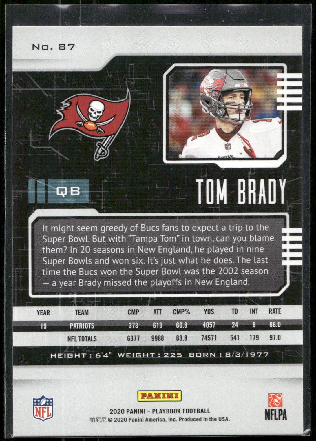 2020 Panini Playbook #87 Tom Brady