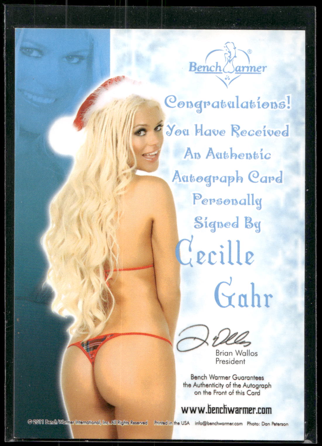 2011 Bench Wamer Happy Holiday Cecille Gahr Autograph