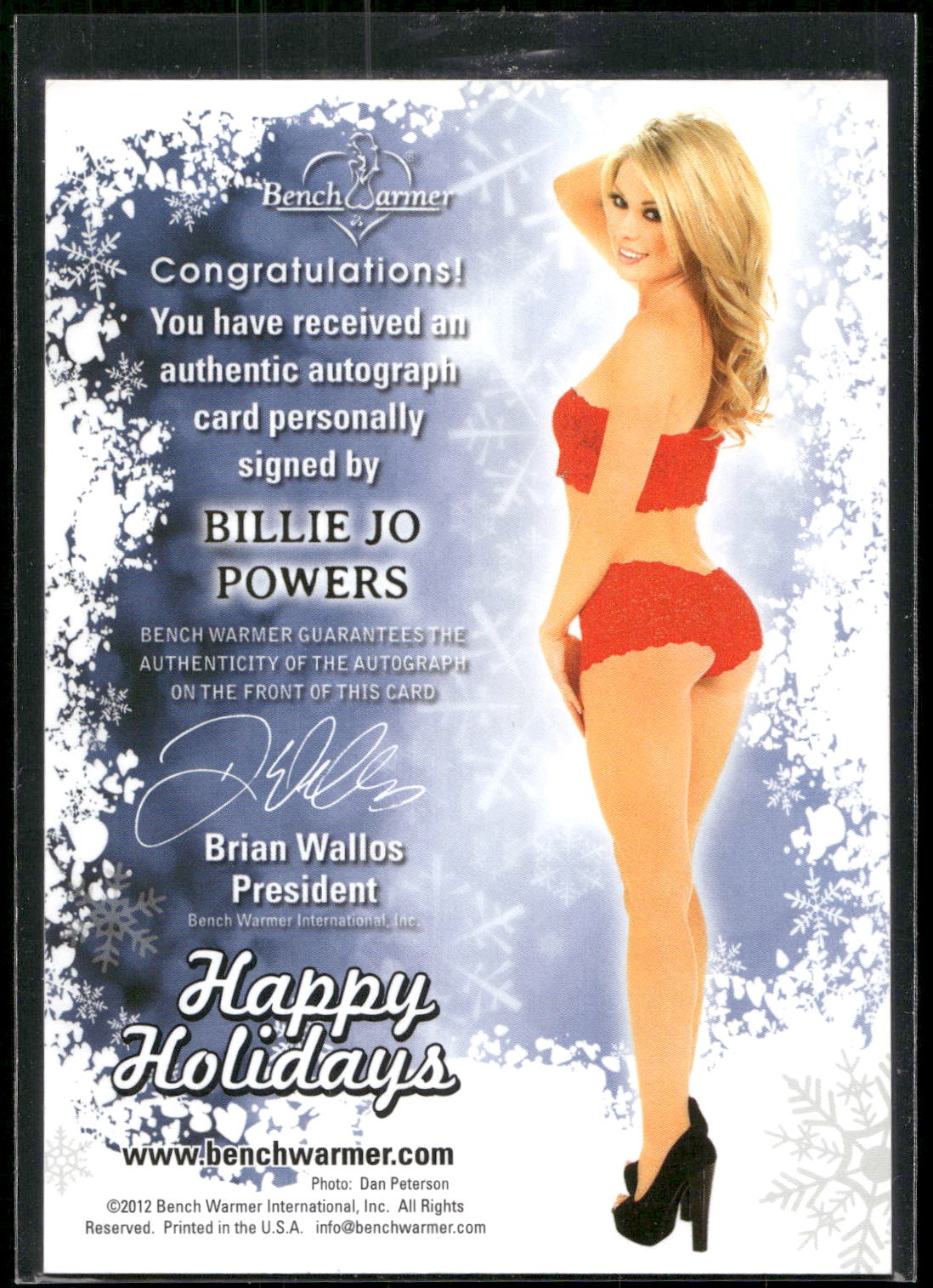 2012 Bench Warmer New Year #NNO Billie Jo Powers 2011 Happy Holidays! Update