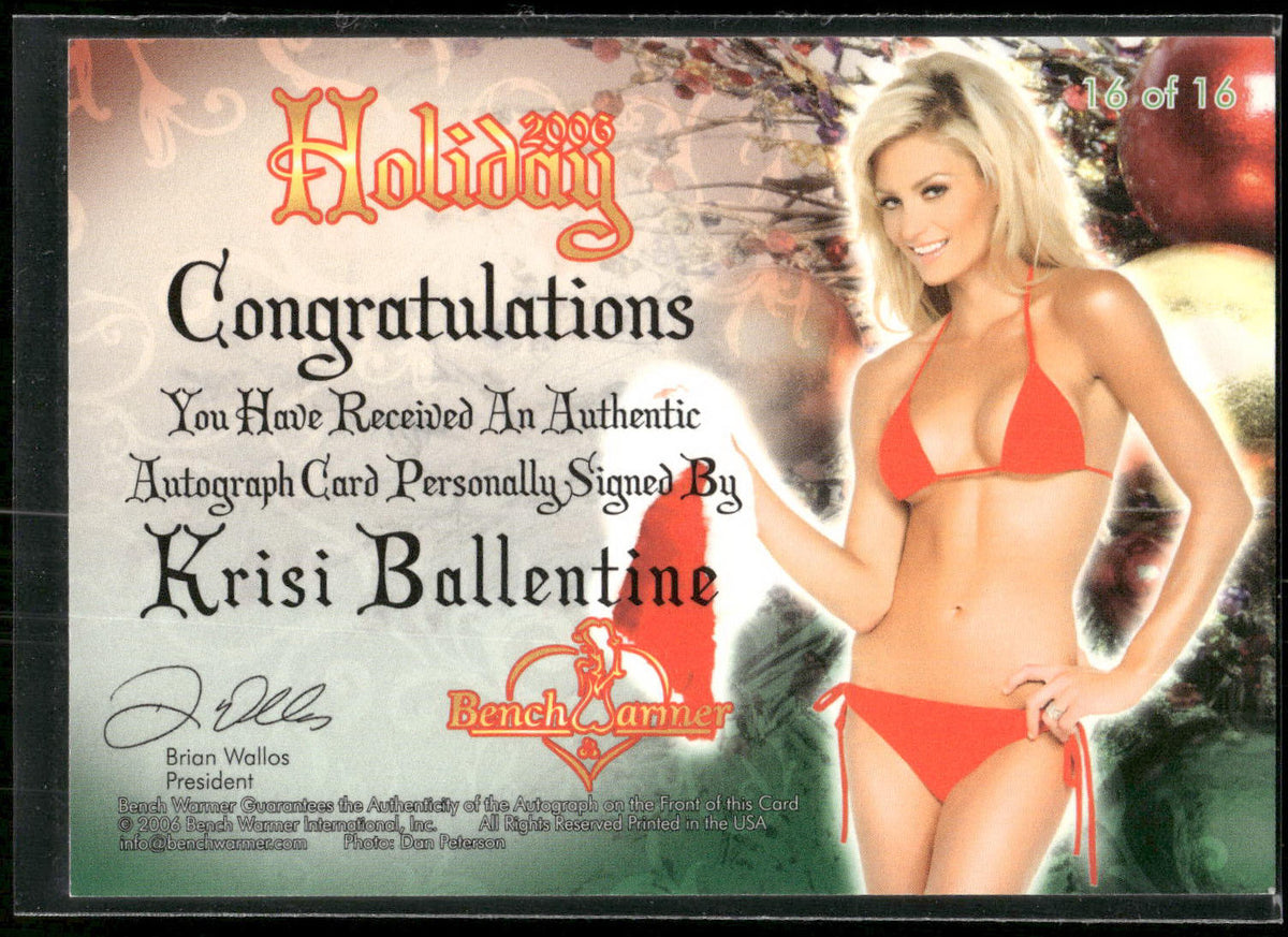 2006 Bench Warmer Holiday Series #16 Krisi Ballentine Holiday Autographs