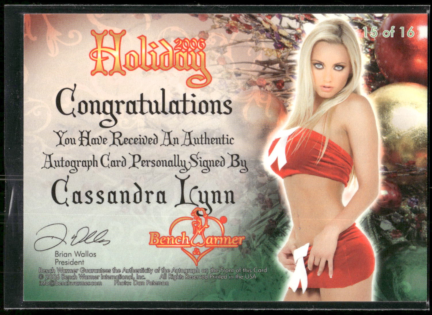 2006 Bench Warmer Holiday Series #15 Cassandra Lynn Holiday Autographs
