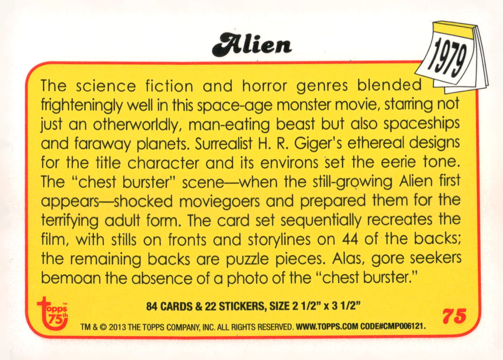 2013 Topps 75th Anniversary #75 Alien Foil