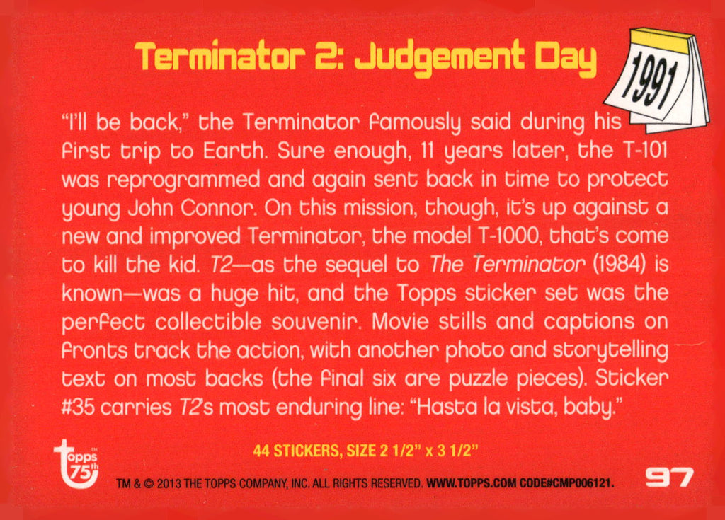 2013 Topps 75th Anniversary #97 Terminator 2: Judgement Day Foil