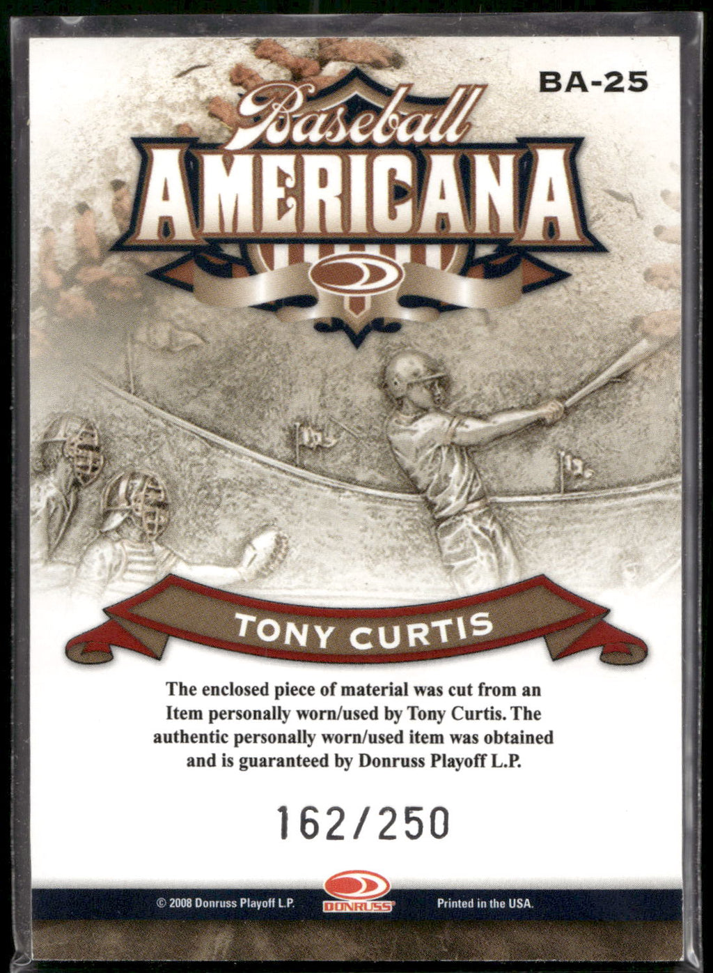 2008 Donruss Baseball Americana Threads #BA-25 Tony Curtis