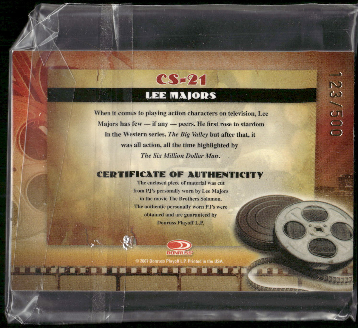 2007 Donruss Americana #CS-21 Lee Majors Cinema Stars /500
