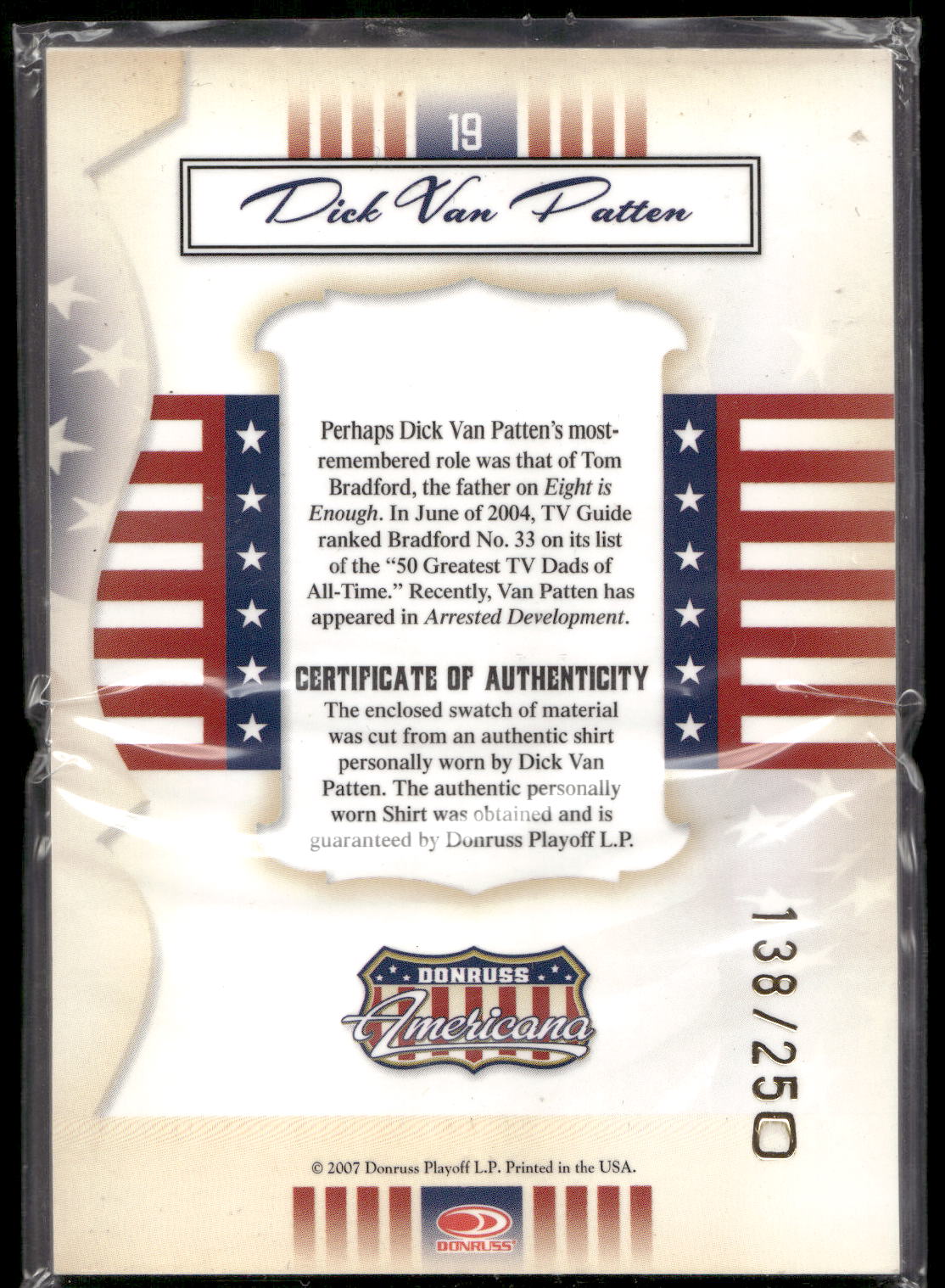 2007 Donruss Americana #19 Dick Van Patten Stars Material
