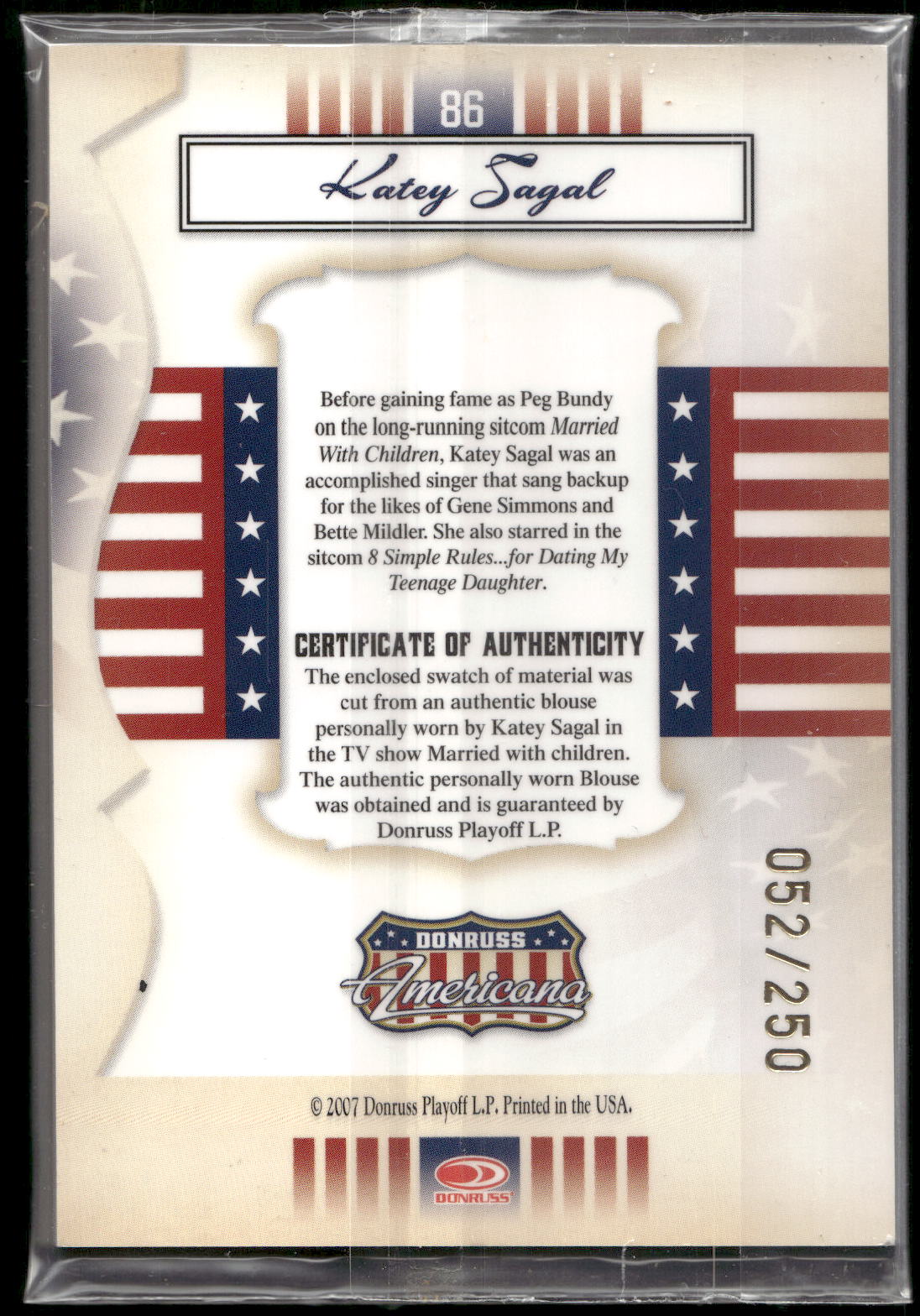 2007 Donruss Americana #86 Katey Sagal Stars Material