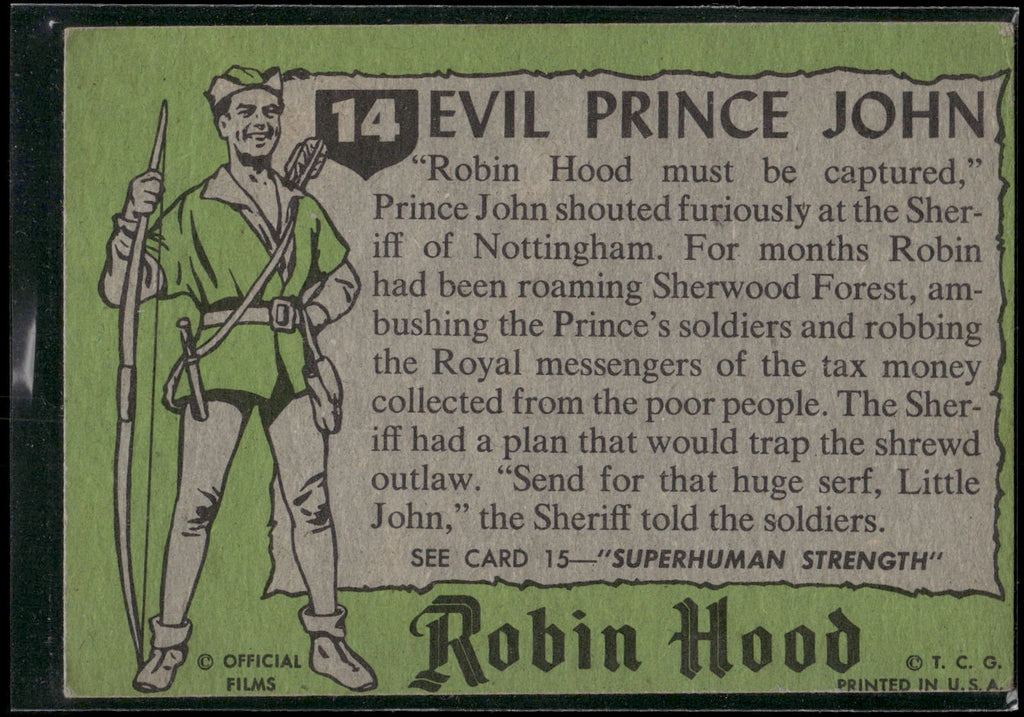 1957 Topps Robin Hood #14 Evil Prince John