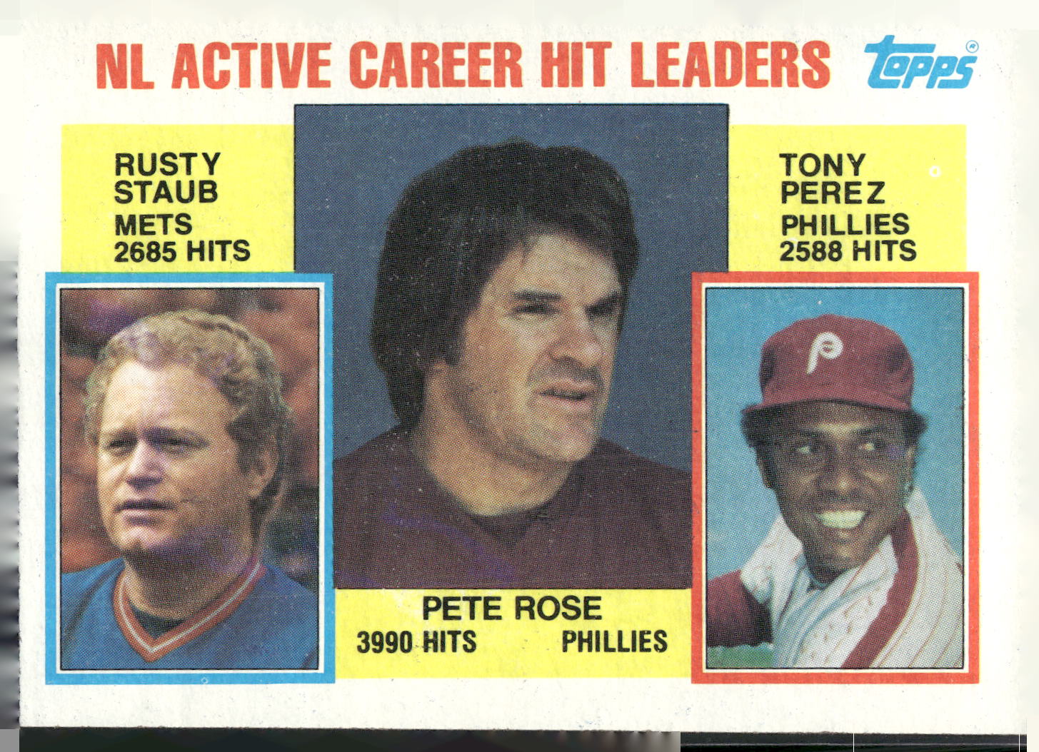 1984 Topps #702 Pete Rose / Rusty Staub / Tony Perez)