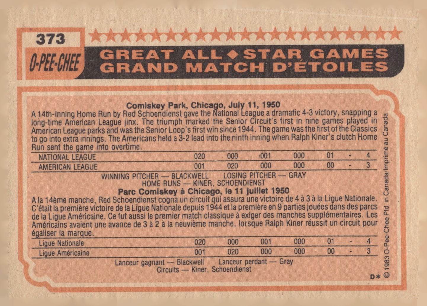 1983 O-Pee-Chee #373 Pete Rose
