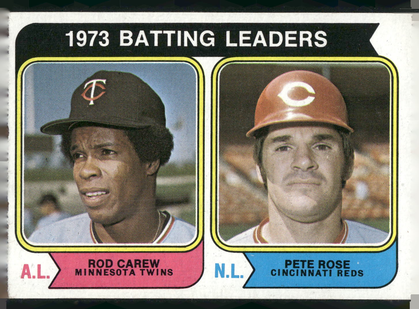 1974 Topps #201 1973 Batting Leaders (Rod Carew / Pete Rose)