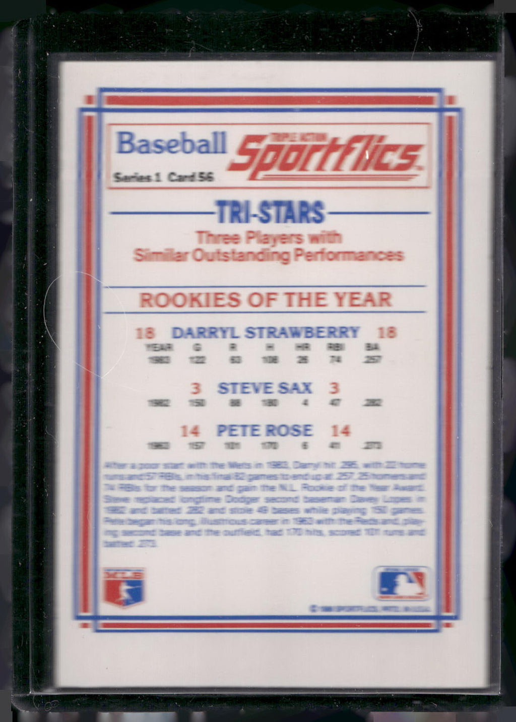 1986 Sportflics #56 Rookies of the Year Darryl Strawberry Steve Sax Pete Rose