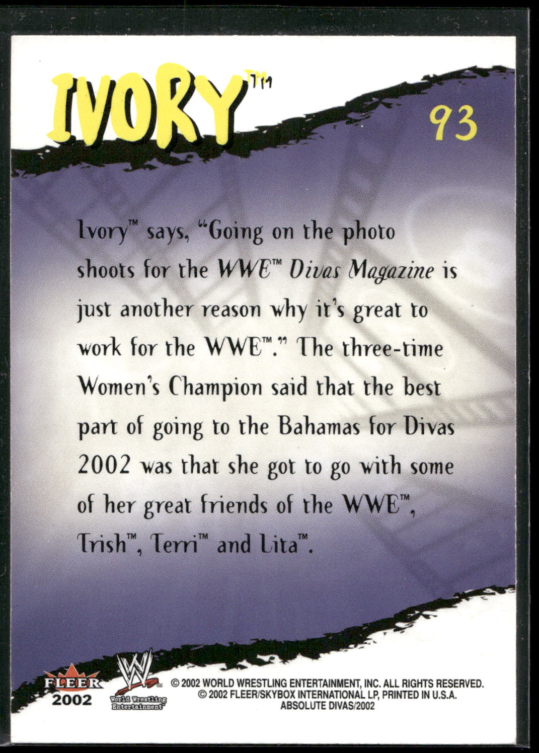 2002 Fleer WWE Absolute Divas #93 Ivory