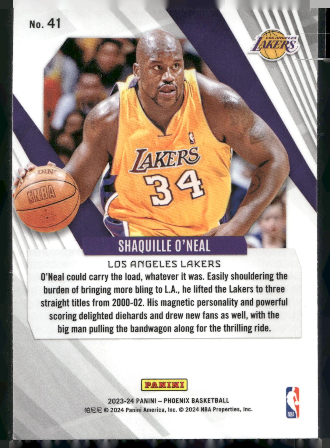 2023-24 Panini Phoenix #41 Shaquille O'Neal Phoenix Blue Lazer #/275