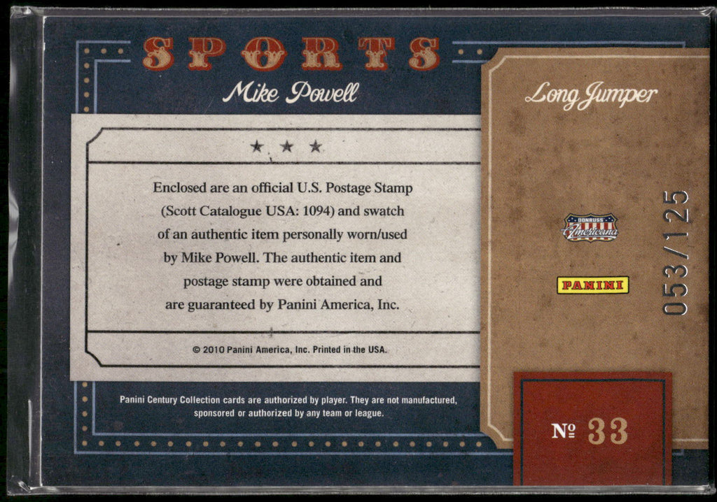 2010 Panini Americana Century Collection #33 Mike Powell Sports Stamps Materials