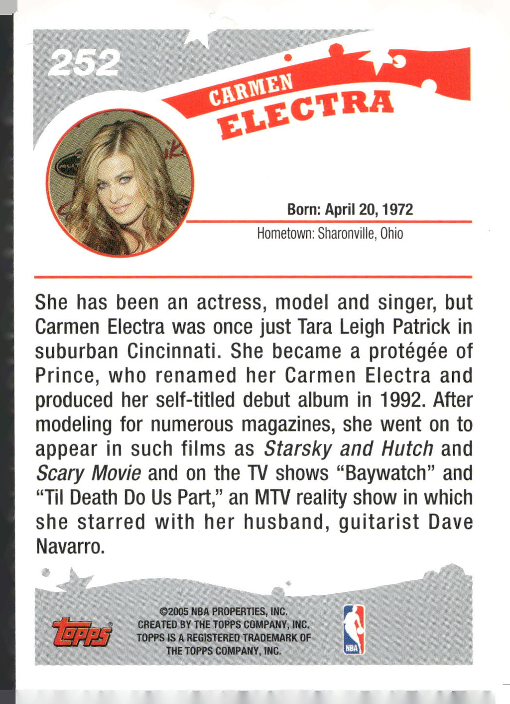 2005-06 Topps 1st Edition #252 Carmen Electra